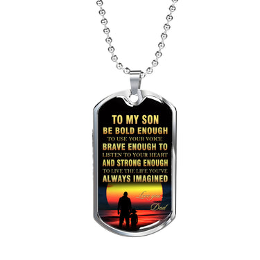 Father and Son Necklace Dog Tag From Parents Christmas Gifts, Birthday Gift Idea